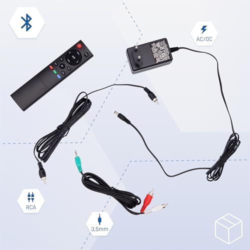 iggual- Altavoces Activos Bluetooth para Ordenador 50W - Altavoz de estantería 2.0. -Home Studio.- Conectividad: Bluetooth 5.3, USB, 2 x RCA (estéreo), HDMI ARC, Óptico Digital Mando a Distancia