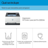 HP Color LaserJet Pro 3202dn, Impresora Láser Monofunción A4, impresión a doble cara automática, 25 ppm, USB 2.0, Procesador 1,2 GHz, Ethernet, Memoria 256MB, Compatible con HP Smart, Blanca y Azul
