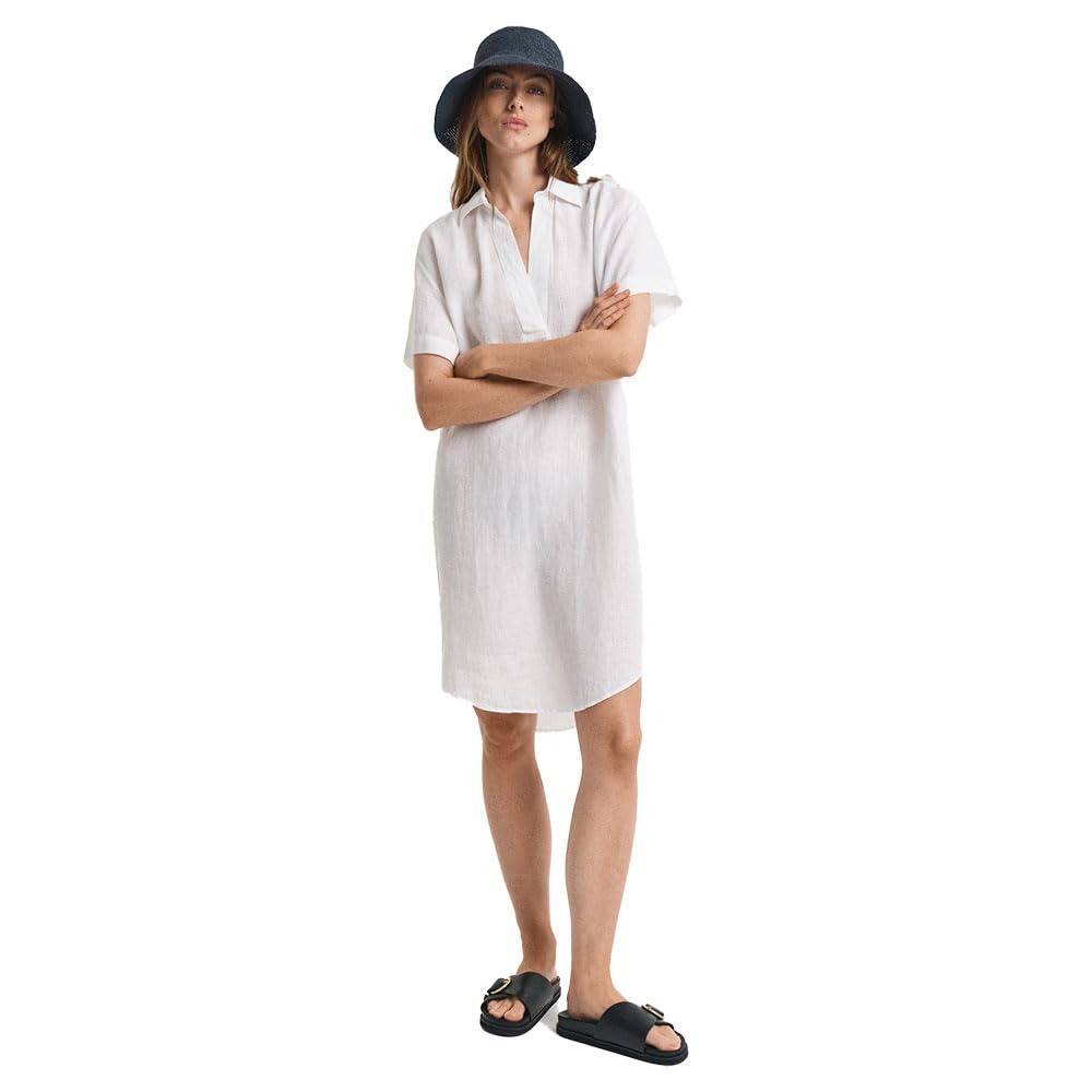 GANT Rel Linen Caftan Vestido, Blanco, 36 Mujeres