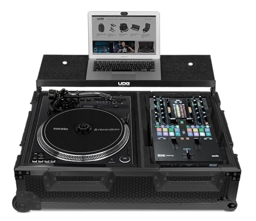 UDG FlightCase Scratch (tocadiscos Battle/PLX-CRSS12 y mezclador de 10 pulgadas/12 pulgadas) Black Plus (portátil, carrito y ruedas)