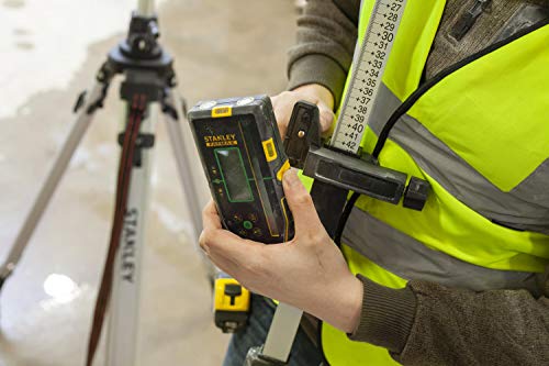 Stanley FatMax - Receptor láser giratorio para láser verde, gran alcance de trabajo: diámetro 600 m, radio 300 m, 2 niveles de precisión, ventana receptora extragrande, color negro y amarillo