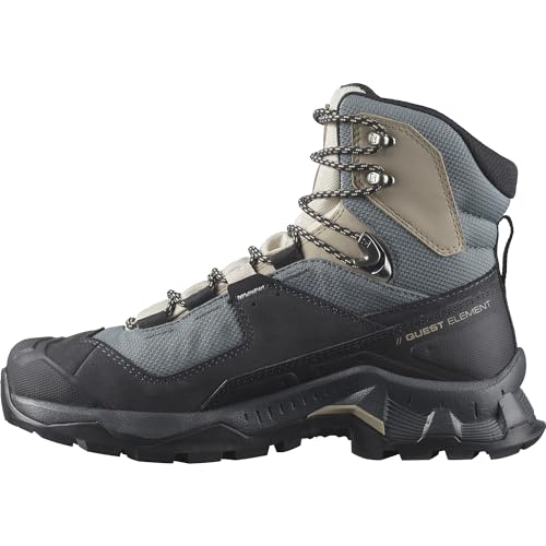 Salomon Quest Element Gore-Tex Botas de Senderismo de Piel para Mujer, Impermeable, Agarre Máximo, Zapatos Trekking, Ebony, 37 1/3