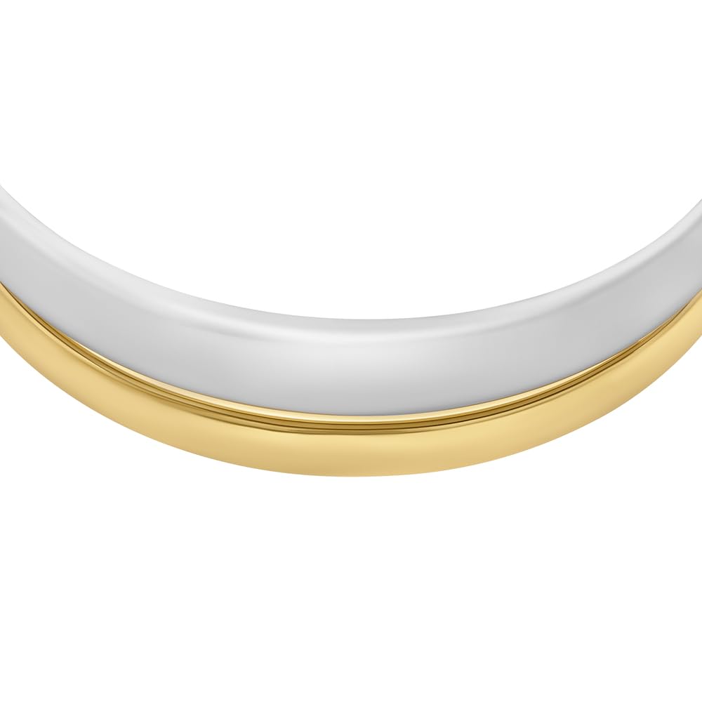 Fossil Pulsera brazalete de acero inoxidable con puño abierto para mujer
