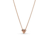 Pandora Timeless Collar con diseño de corazón centelleante chapado en oro de 14 quilates con circonita cúbica transparente