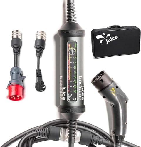 Juice Booster 2 Basic Set IT, Mobile Wallbox 22kW Sin Instalación, Cargador Coche Electrico con Cable Tipo 2, Ligero e Impermeable IP67, Incluye Adaptador CEE32 Rojo de Fases + Tipo L (IT)