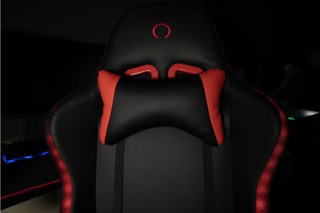 Konix Silla Gaming Phantom - Iluminación RGB - Inclinación del Asiento 135° - Cuero sintético Liso - Cojín Lumbar y Cervical - Negro