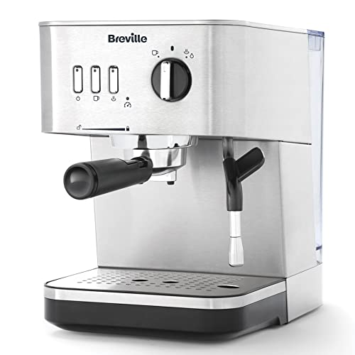 Breville Máquina de expresso Bijou Barista | Expreso automático y manual, Cafetera capuchino y café con leche | Bomba de 15 bares | Vara de vapor | Plateada [VCF149X]