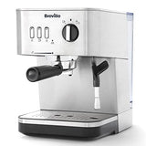 Breville Máquina de expresso Bijou Barista | Expreso automático y manual, Cafetera capuchino y café con leche | Bomba de 15 bares | Vara de vapor | Plateada [VCF149X]