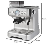 H.Koenig Espresso machine with grinder EXPRO980, 2.7L, 250g bean reservoir, 15 grind sizes, Italian pump, Customizable dosage for 1 or 2 cups, Thermoblock, Pressure 20 bars