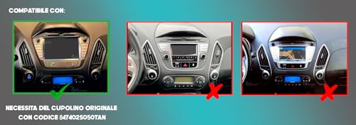 Radio de Coche para Hyundai IX35 con GPS, telecamera, ampli e LCD Grande di Serie Android GPS Bluetooth WiFi USB Dab+ Touchscreen 7" 8core Carplay AndroidAuto