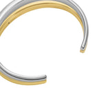 Fossil Pulsera brazalete de acero inoxidable con puño abierto para mujer