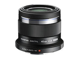 Objetivo Olympus M.Zuiko Digital 45 mm F1.8, longitud focal fija rápida, apto para todas las cámaras MFT (modelos Olympus OM-D & PEN, serie G de Panasonic), negro