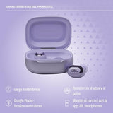 JBL Live Buds 3 Auriculares inalambricos de botón,True Wireless con cancelación de ruido adaptable, hasta 40 horas de reproducción, Bluetooth, audio de alta resolución, violeta