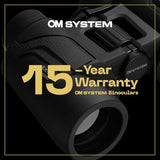 Olympus Prismáticos OM SYSTEM 10x25 WP II Negro, Impermeable, 15 años de garantía, Aumento 10x, corrección dióptrica, prismas BaK-4, Incl. Bolsa y Correa de Transporte