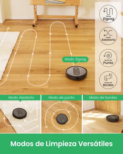Vactidy Robot Aspirador, Nimble T6 con Potente Succión, Detección Inteligente, 2500mAh, Silencioso, 3 Modos de Limpieza, Control por App/Alexa/Siri y Mando, para Mascotas, Suelo Duro y Alfombra