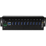 StarTech.com Hub Industrial de 10 Puertos USB 3.0 - Ladrón Concentrador USB-A con Protección Antiestática ESD y Protección de Picos - de Montaje en Carril DIN Pared o Escritorio - Hub TAA (ST1030USBM)