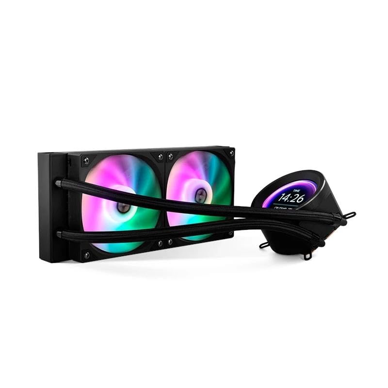 VoltShine Kit de refrigeración líquida 240 LCD negro, con pantalla LCD, ideal para mejorar el rendimiento térmico en PC gaming y estaciones de trabajo.