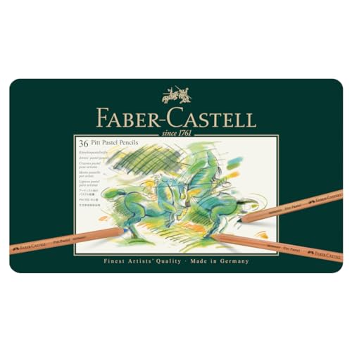 Faber-Castell 112136 - Estuche de metal con 36 ecolápices Pitt pastel, multicolor