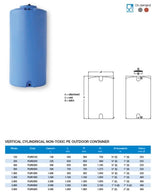 Depósito de Polietileno para Agua, cilíndrico Vertical, Mod. 120 litros, Fabricado en Italia