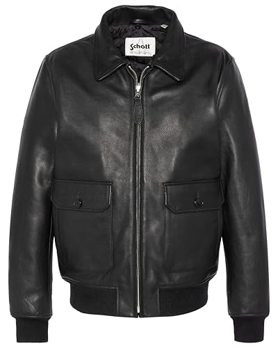 Schott NYC LCAVIATION24 - Chaqueta de piel, color negro, Negro, S