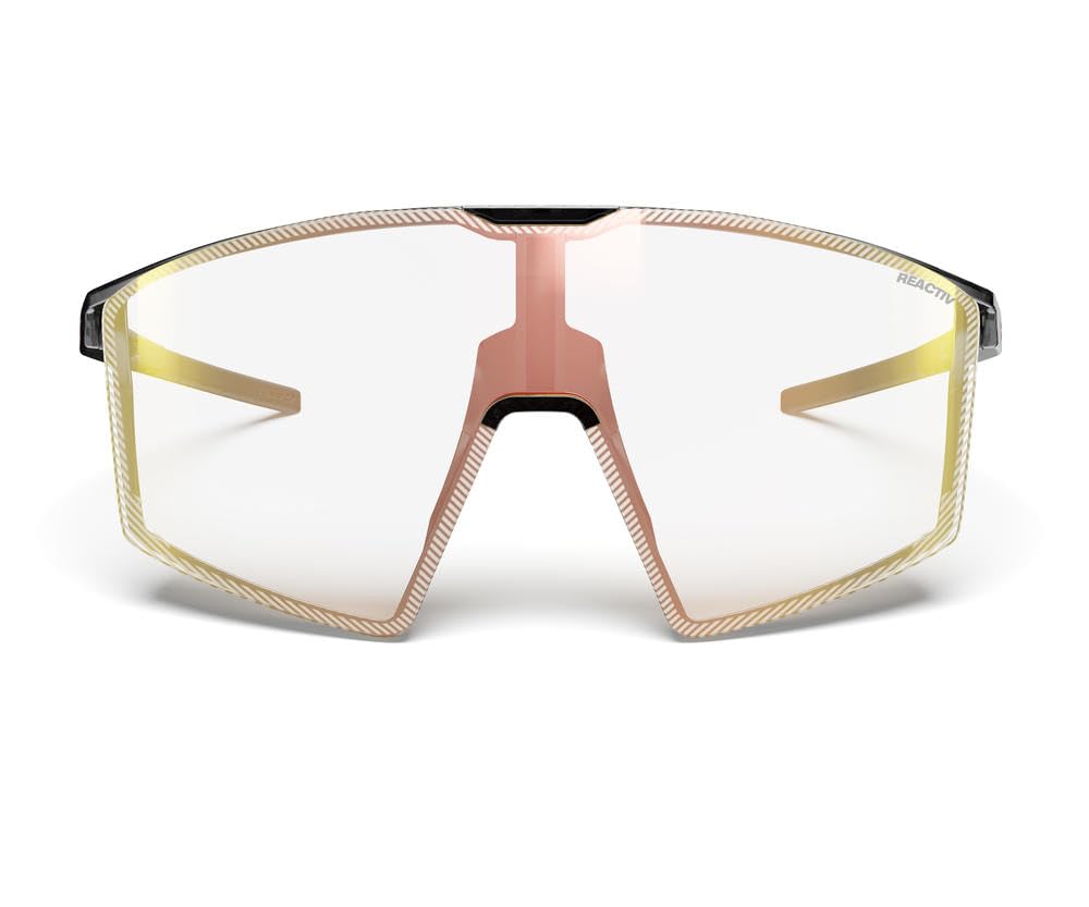 Julbo Edge Gafas DE Sol, Negro TRANSLU Logos Naranja Fluo Mate, Talla única Unisex Adulto