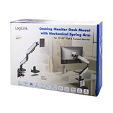 LogiLink Soporte para Monitor de 17 a 49" con Resorte de Gas, Soporte de Mesa o Montaje de Agujeros de Mesa, Capacidad de Carga de hasta 20 kg, diseñado para Gamer con Efecto de iluminación