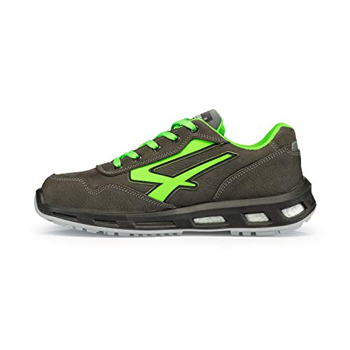 U-Power Red Lion Yoda, Zapatos de Seguridad Unisex, Ligeros, Flexibles, de Cuero antipinchazos, con Inserto Infinergy, con Puntera de Aluminio - Grey & Green 42