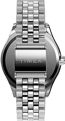 Timex Peanuts - Reloj de 36 mm para mujer, correa de acero inoxidable en tono plateado, esfera rosa, caja en tono plateado TW2V47400