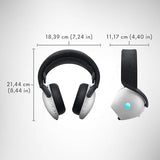Alienware Auriculares Gaming Inalámbricos Tri-Mode - Dolby Atmos, Doble Micrófono IA, 30H de Batería, Controles Táctiles, Triple Conectividad, AlienFX RGB- Lunar Light