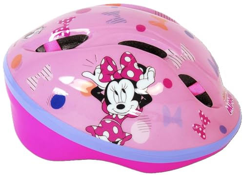 A.T.L.A.S. Bicicleta Infantil de 12 Pulgadas Minnie de Disney Equipada con 1 Freno, Cesta Delantera, Soporte para muñeca Trasera, Guardabarros + Casco Incluido niña, Niñas, Rosa, 12''