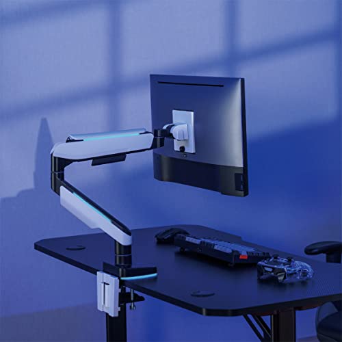 LogiLink Soporte para Monitor de 17 a 49" con Resorte de Gas, Soporte de Mesa o Montaje de Agujeros de Mesa, Capacidad de Carga de hasta 20 kg, diseñado para Gamer con Efecto de iluminación