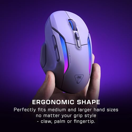 Turtle Beach Kone II Air: ratón inalámbrico ergonómico RGB para Juegos, batería de 350 Horas, Sensor óptico de 26 000 PPP interruptores ópticos de 100 Millones de clics, Blanco ártico