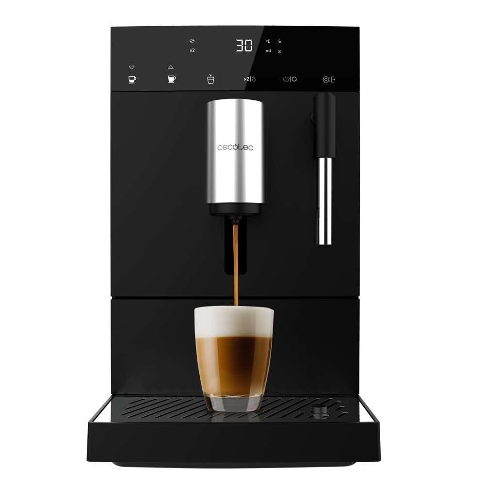 Cecotec Cafetera Superautomática Compacta con Vaporizador Cremmaet Compact Steam. 1350W, 19 Bares, Sistema Thermoblock, Depósito Café en Grano 150gr con Molinillo y 1,1 L de Agua