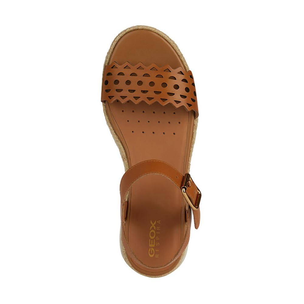 Geox D Eolie A, Sandalia de cuña, coñac, 38.5 EU