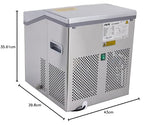 SARO EB 15 PRO Cubitera de acero inoxidable, 15 kg/24 h, 3 tamaños de hielo a elegir, tanque de agua de 2 l, depósito de 1,4 kg