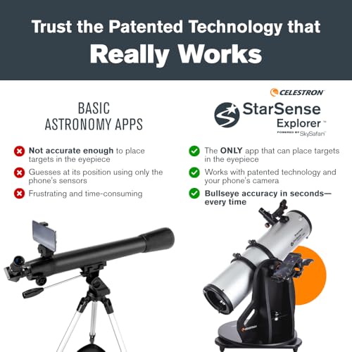 Celestron 22482 StarSense Explorer 150 mm Telescopio Dobsoniano de Mesa Compatible con Aplicaciones para teléfonos Inteligentes Funciona con la aplicación StarSense: Compatible con iOS/Android