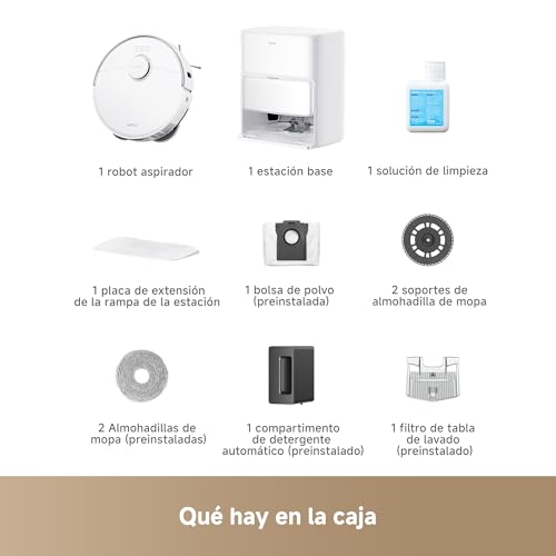 MOVA P50 Pro Ultra Robot Aspirador y Fregasuelos, 19000 Pa, Limpieza de Rincón a Bordes, Autolimpieza de Tabla de Lavado y Mopas a 75 Grados C, Vaciado Automático, Evasión de Obstáculos