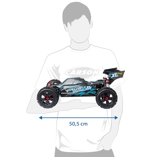 Carson 500409081 1:8 Virus 4.2 XL 100% RTR Negro/Turquesa - Coche teledirigido, Velocidad hasta 80 km/h, Modelo 100% RTR, Incluye Mando a Distancia