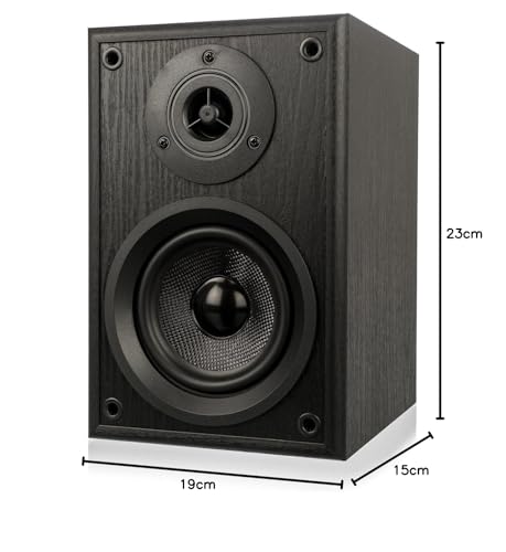 Dual Juego de altavoces activos LS 100 (entrada fono, amplificador integrado para tocadiscos, par) Negro