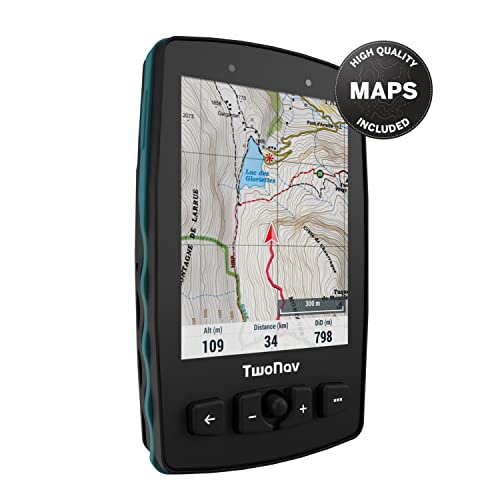 TwoNav Aventura 2 Plus + Mapa de Francia IGN Topo Completo, GPS de pie con Pantalla Ancha de 3,7 Pulgadas, Botones y Joystick para Alpinismo, Trekking o Senderismo. Color Turquesa