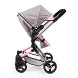 Bayer Design- Cochecito de Muñecas Neo Vario Combolso Cambiador, Convertible, Plegable, Color Vaqueros Grises, Rosa, Mariposa (18433Aa)