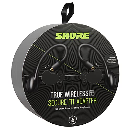 Shure Adaptador inalámbrico True (Gen 2) para auriculares aislados de sonido, ajuste sobre el oído, Bluetooth 5 tecnología inalámbrica, duración de la batería larga (RMCE-TW2-EFS)
