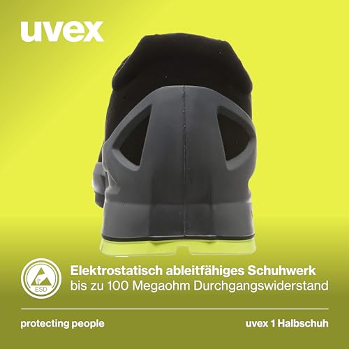 Uvex Zapatos de Trabajo 1 - Zapatos de Seguridad S1 SRC ESD - Cal-Negro, Talla:41