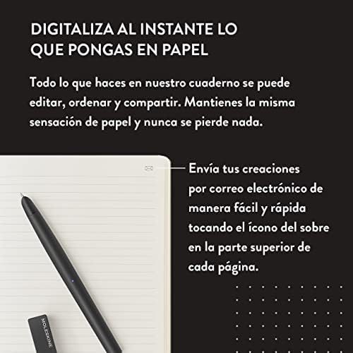 Moleskine Smart Writing Set, Libreta Inteligente con Bolígrafo Inteligente Incluido, Cuaderno Digital de Moleskine con Páginas a Rayas, Grande, 13x21 cm, Negro