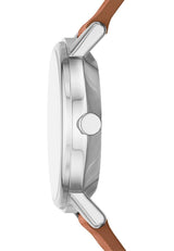 Skagen Kuppel Reloj para Mujer, Movimiento de Cuarzo con Correa de Acero o Piel, Marrón y Blanco, 32MM