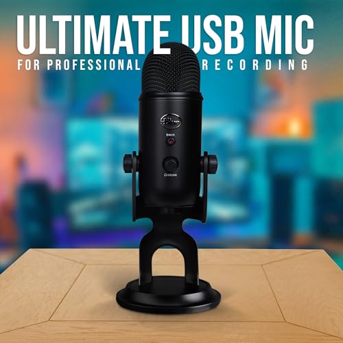 Blue Microphones Micrófono Yeti Azul (apagón) con Soporte de Brazo Knox, Filtro Pop y Paquete de Montaje de amortiguación, USB