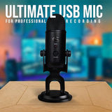 Blue Microphones Micrófono Yeti Azul (apagón) con Soporte de Brazo Knox, Filtro Pop y Paquete de Montaje de amortiguación, USB