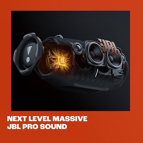 JBL Xtreme 4 Musikbox in Schwarz – Tragbare Bluetooth-Lautsprecher-Box mit tiefem Bass, KI-Sound-Boost und integrierter Powerbank – Wasserfest und staubfest – 24 Laufzeit, UK Stecker (Typ G)