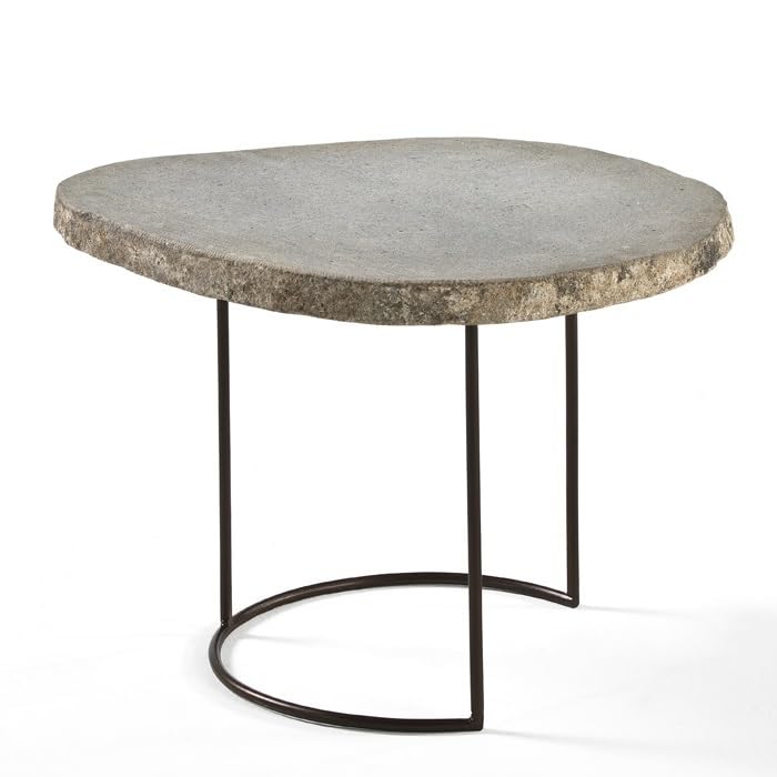 MESA AUXILIAR 50X50X37 APROX. METAL/PIEDRA GRIS