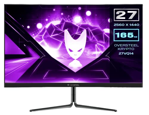 Oversteel - KRYPTO Monitor Gaming QLED 27'' QHD (2560x1440), Panel VA, 16:9, Curvo R1500, 1ms, 144 Hz, 2x HDMI, Display Port, Negro